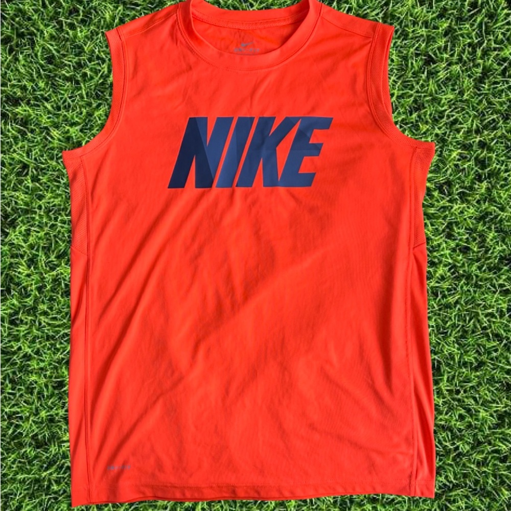 Boys Orange Nike Logo Muscle Tee